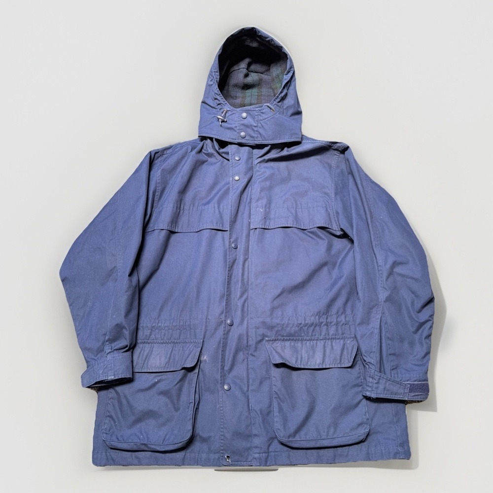 Eddie Bauer Mountain Parka Wool Lined Hooded Jacket Mens Large Blue Outdoor Coat